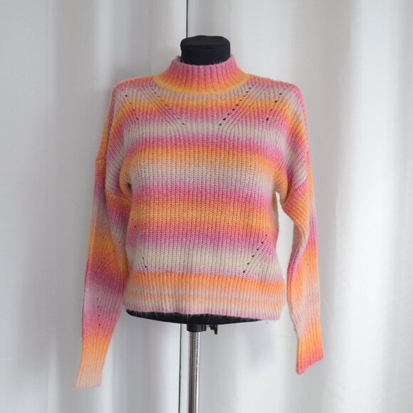 Rebecca Minkoff Cotton Blend Knit Rainbow Stripe Sweater Sz XS - Picture 2 of 7
